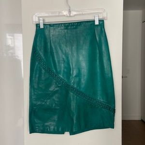 Vintage Green Leather Skirt
